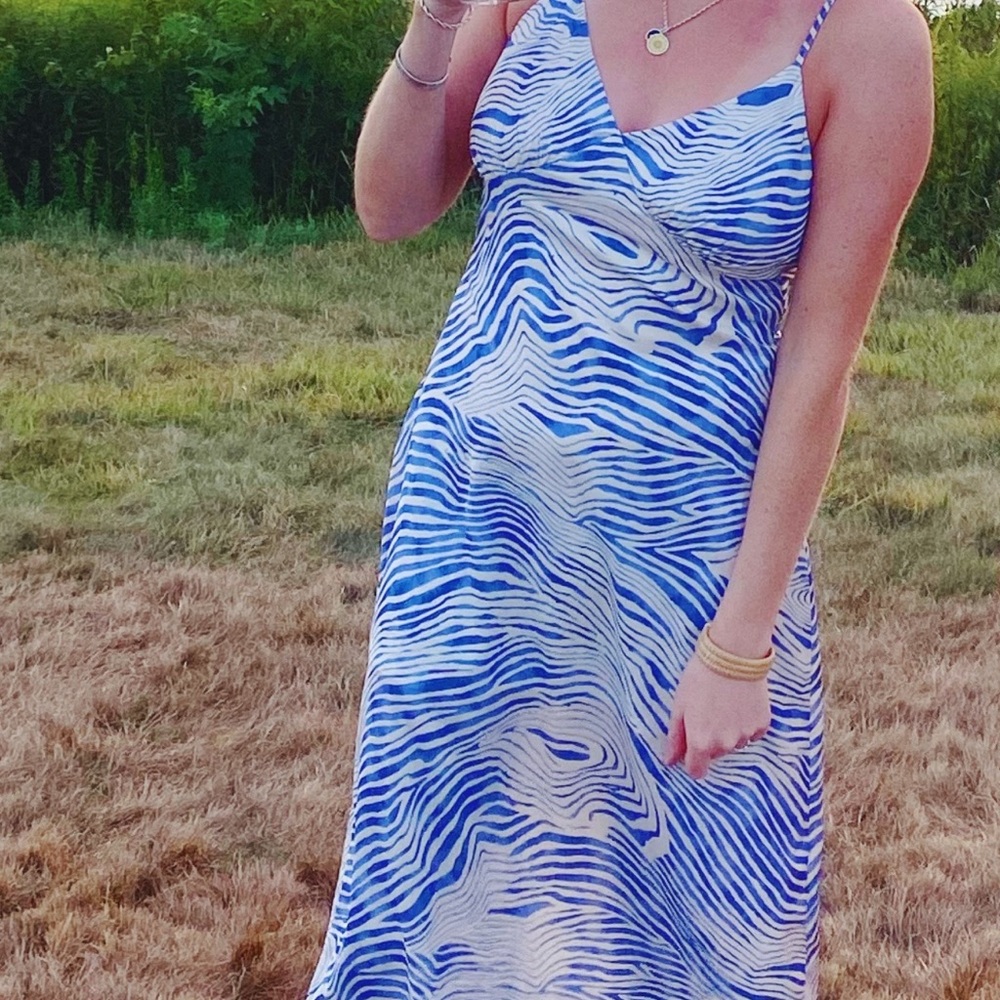 Blue and White Midi Dress